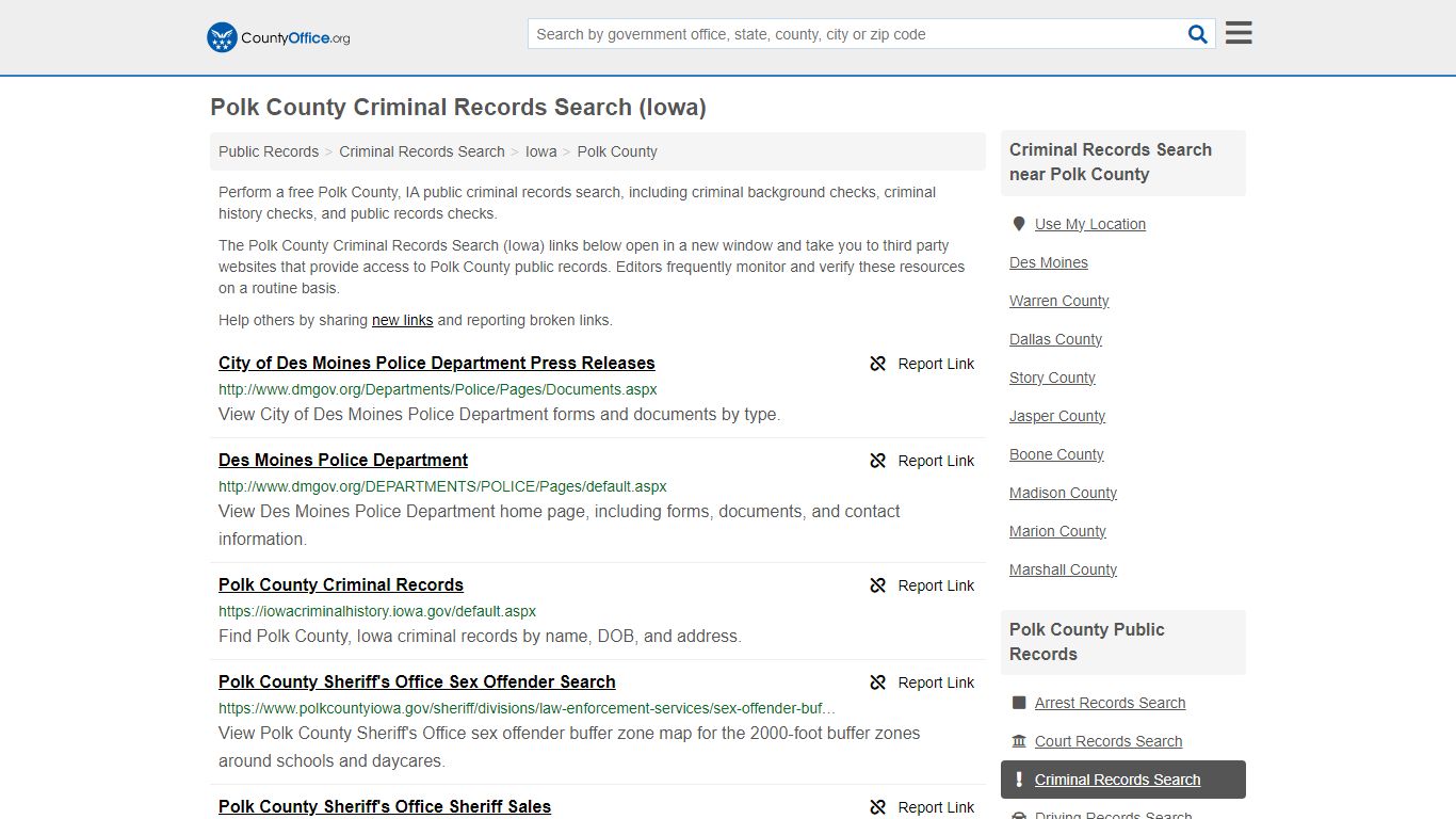 Polk County Criminal Records Search (Iowa) - County Office